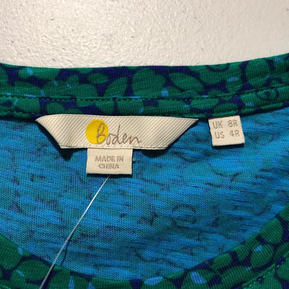NWT Boden Blue‎ and Green Floral 3/4 Sleeve Nightgown/Pajamas Size 4R - Picture 3 of 9